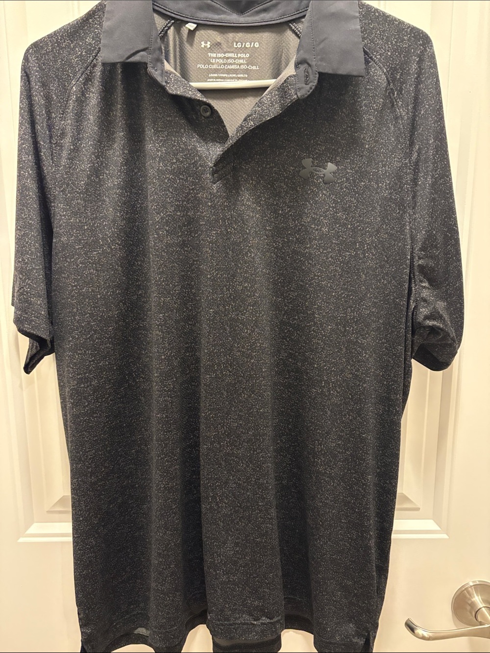 Under Armour Iso-Chill Men’s Large Golf Polo Black Heather Loose Fit